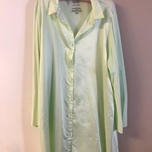 Mint green and white polkadot sleep shirt